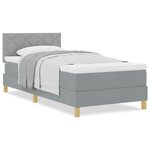 vidaXL Lit boxspring avec matelas Gris clair 90 x 200 cm tissu