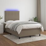 vidaXL Sommier à lattes de lit matelas et LED taupe 120x190 cm tissu