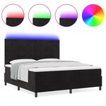 Lit Box Spring vidaXL avec Matelas & LED Noir 180x200 cm Velours