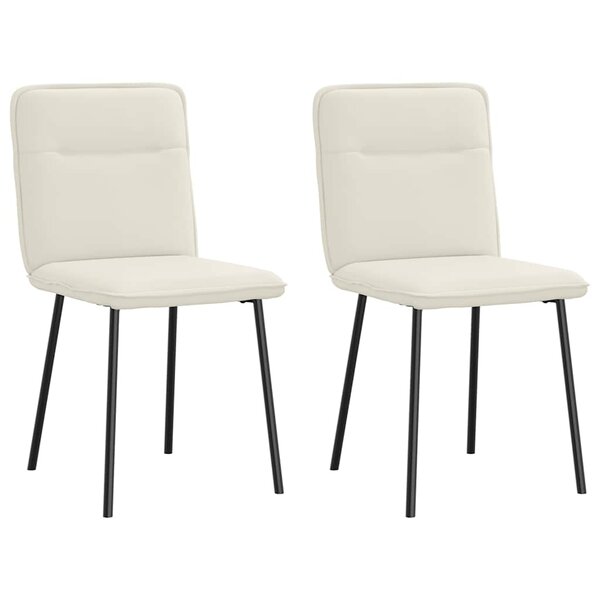vidaXL Chaises à manger lot de 2 Crème Velours