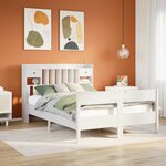 vidaXL Lit bibliothèque sans matelas blanc 140x190 cm bois pin massif