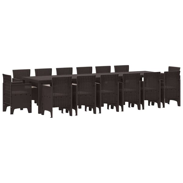 vidaXL Ensemble de salle à manger pour jardin 15 Pièces Marron