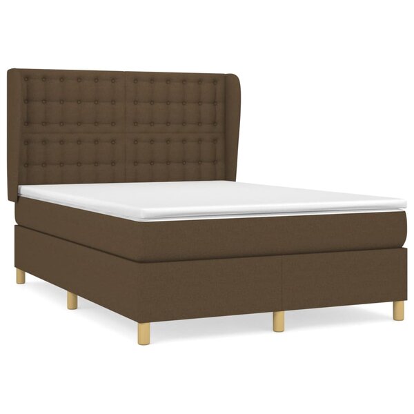 vidaXL Sommier à lattes de lit avec matelas Marron foncé 140x190 cm