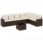 vidaXL Salon de jardin 8 Pièces avec coussins marron résine tressée