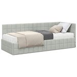 vidaXL Cadre de lit d'angle avec matelas 2 pc Gris clair 80 x 200 cm