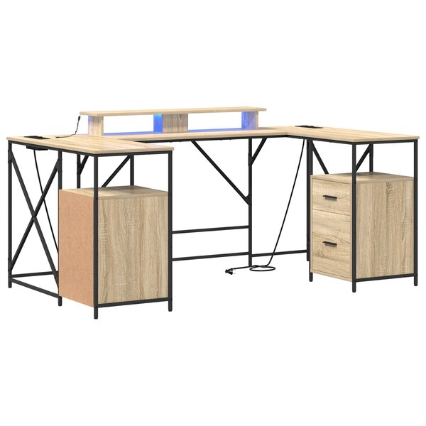 vidaXL Bureau Chêne Sonoma 182 x 101 x 87.5 cm Bois d'ingénierie