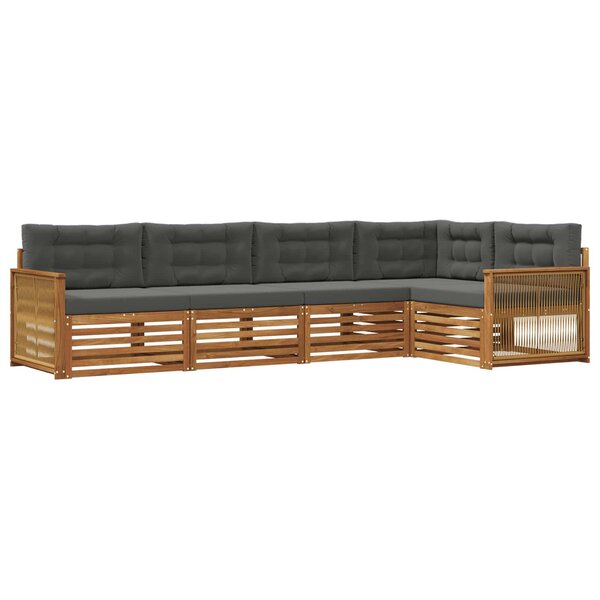 vidaXL Ensemble de canapés d'extérieur 5 Pièces Naturel et Anthracite