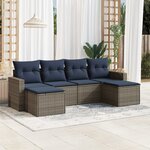 vidaXL Salon de jardin 6 Pièces avec coussins gris résine tressée