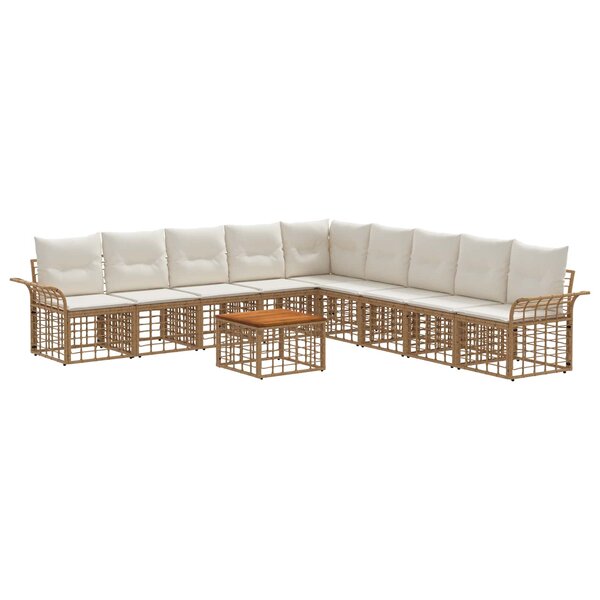 vidaXL Ensemble de canapés d'extérieur 10 Pièces Blanc Naturel et Crème