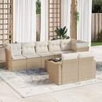 vidaXL Salon de jardin avec coussins 9 Pièces beige résine tressée