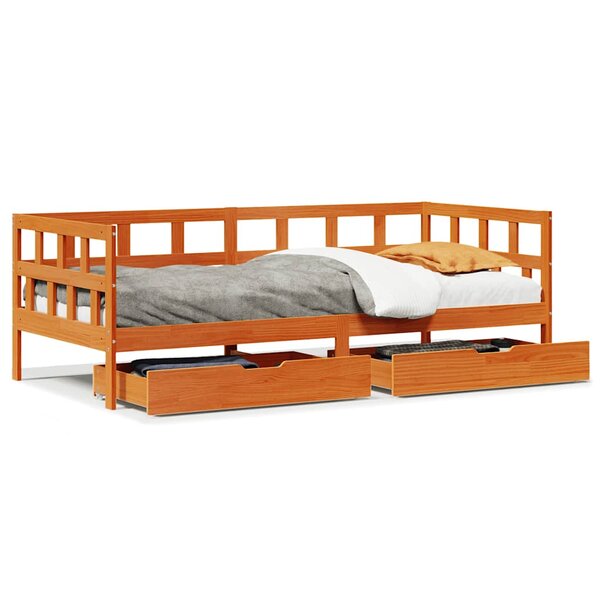 vidaXL Lit de jour avec tiroirs sans matelas cire marron 80x200cm bois