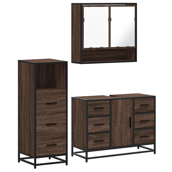 vidaXL Ensemble de meubles de salle de bain 3 Pièces Chêne marron