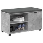 vidaXL Banc d'entrée avec coussin Uni Gris béton 80 x 38 x 46 cm