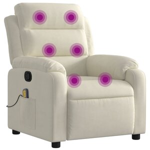 vidaXL Fauteuil de massage inclinable crème velours