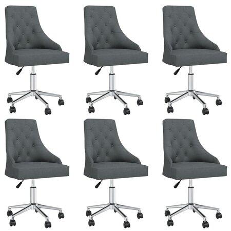 vidaXL Chaises pivotantes à manger lot de 6 Gris foncé Tissu