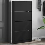 vidaXL Armoire à chaussures 4 tiroirs rabattables noir 80x21x163 5 cm