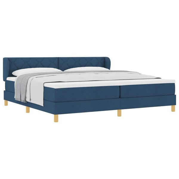 vidaXL Lit à ressorts avec matelas Bleu 200 x 200 cm tissu