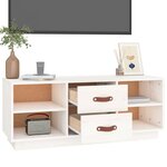 vidaXL Meuble TV Blanc 100x34x40 cm Bois de pin massif