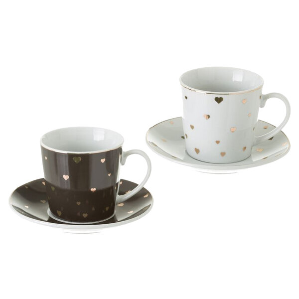 Set de 4 tasses et sous tasse petits coeurs