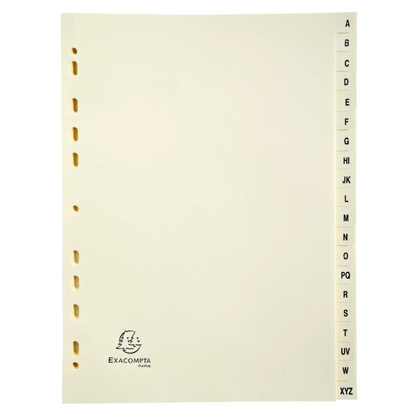 Intercalaires Imprimés Carte Peau 155g 20 Positions De A À Z - A4 - Ivoire - Exacompta
