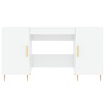 Bureau table poste de travail meuble d'ordinateur informatique étude brillant 140 x 50 x 75 cm bois d'ingénierie blanc 02_0023545