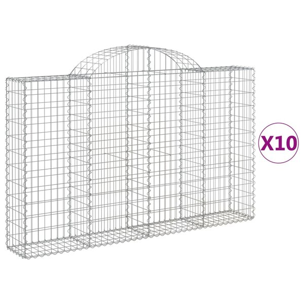 vidaXL Paniers à gabions arqués 10 Pièces 200x30x120/140 cm Fer galvanisé