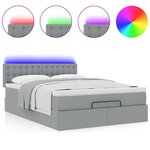 VidaXL Cadre de lit ottoman et matelas gris clair 140x200 cm tissu