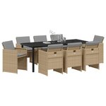 vidaXL Ensemble de salle à manger pour jardin 9 Pièces Beige Poly rotin