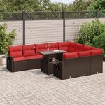 vidaXL Salon de jardin et coussins 11 Pièces marron résine tressée acacia