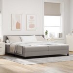 vidaXL Lit à ressorts avec matelas Taupe 200 x 200 cm Polyester