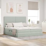 vidaXL Lit de rangement LED avec matelas Gris clair 200 x 200 cm