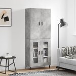 vidaXL Buffet haut Gris béton 69 5x34x180 cm Bois d'ingénierie