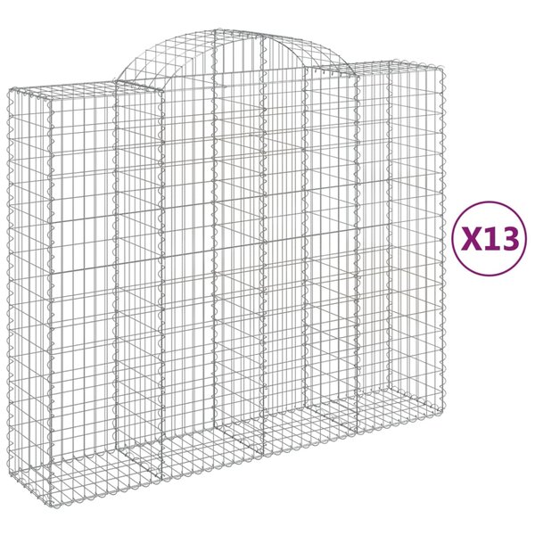 vidaXL Paniers à gabions arqués 13 Pièces 200x50x160/180 cm Fer galvanisé