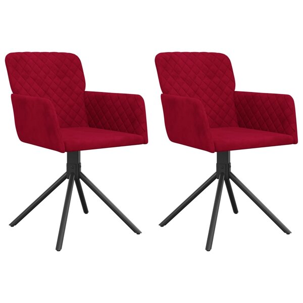 vidaXL Chaises pivotantes à manger lot de 2 Rouge bordeaux Velours