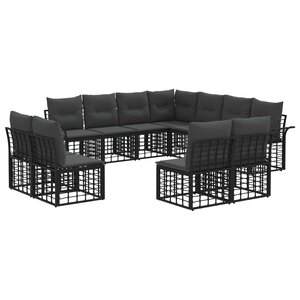 vidaXL Ensemble de canapés d'extérieur 11 pc Noir et Gris foncé