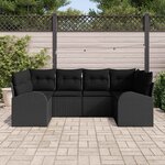 vidaXL Ensemble de canapé de jardin avec coussin 6 Pièces Noir polyrotin