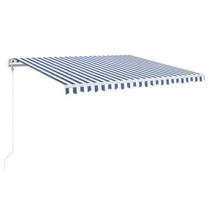 vidaXL Auvent automatique capteur de vent LED 450x350 cm Bleu et blanc