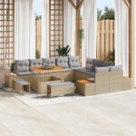 vidaXL Ensemble de canapé de jardin 13 Pièces Beige Poly rotin