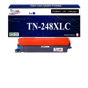 T3AZUR -Toner compatible avec Brother TN248 XL pour Brother HL-L3215CW HL-L3220CW HL-L3220CWE HL-L3240CDW HL-L8230CDW HL-L8240CDW - Cyan