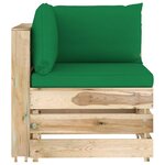 vidaXL Salon de jardin 6 Pièces avec coussins Bois imprégné de vert