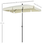 Parasol rectangulaire inclinable alu acier polyester haute densité diamètre 2 m beige clair