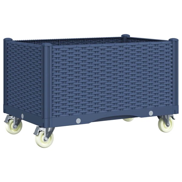 vidaXL Jardinière à roulettes bleu gris 80x50x54 cm PP