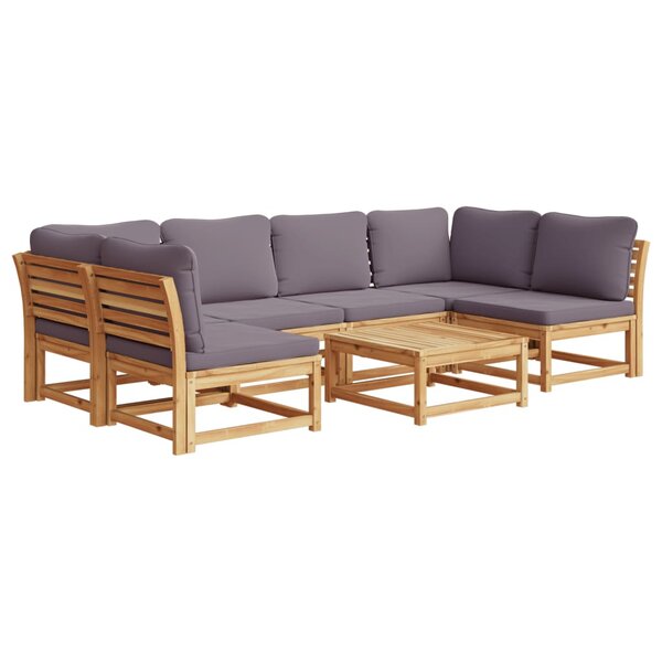 vidaXL Salon de jardin avec coussins 7 Pièces bois massif d'acacia