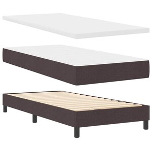 vidaXL Lit boxspring avec matelas Marron foncé 90 x 190 cm
