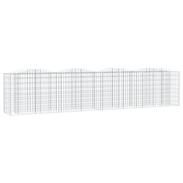 vidaXL Lit surélevé à gabions arqué 400x50x100 cm Fer galvanisé