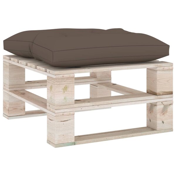 vidaXL Repose-pied palette de jardin avec coussin taupe bois de pin