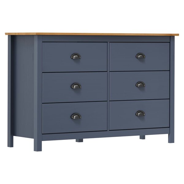 vidaXL Buffet Hill Gris 125x40x80 cm Bois de pin solide