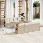 vidaXL Salon de jardin avec coussins 9 Pièces beige résine tressée
