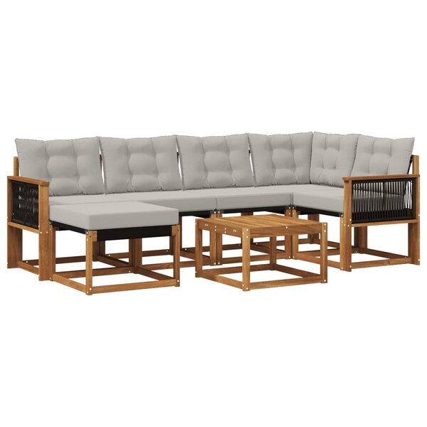 vidaXL Ensemble de canapés d'extérieur 7 pc Naturel et gris clair