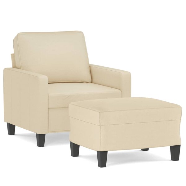 vidaXL Fauteuil avec repose-pied Crème 60 cm Tissu